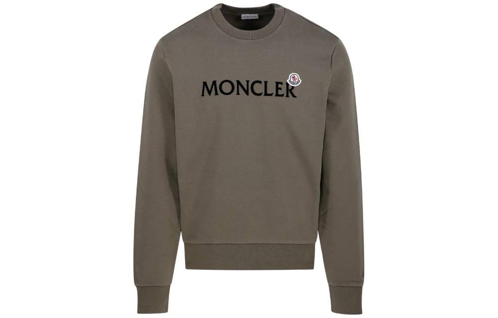 Moncler Green Crewneck Sweatshirt with Letter Print Long Sleeves 8G00048809KR823