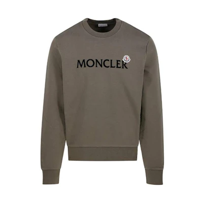 Moncler Green Crewneck Sweatshirt with Letter Print Long Sleeves 8G00048809KR823