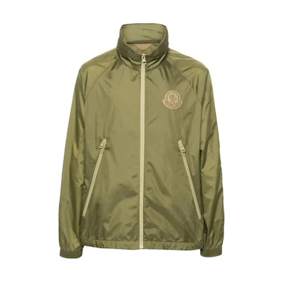 Moncler Green Logo Patch High Neck Zip-Up Jacket 911A00033597CQ81O
