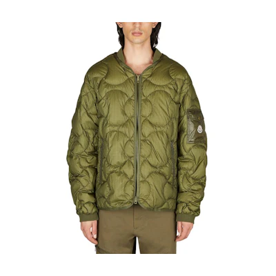 Moncler Green Logo Pocket Baseball Collar Long Sleeve Down Jacket 1A00154596VN817