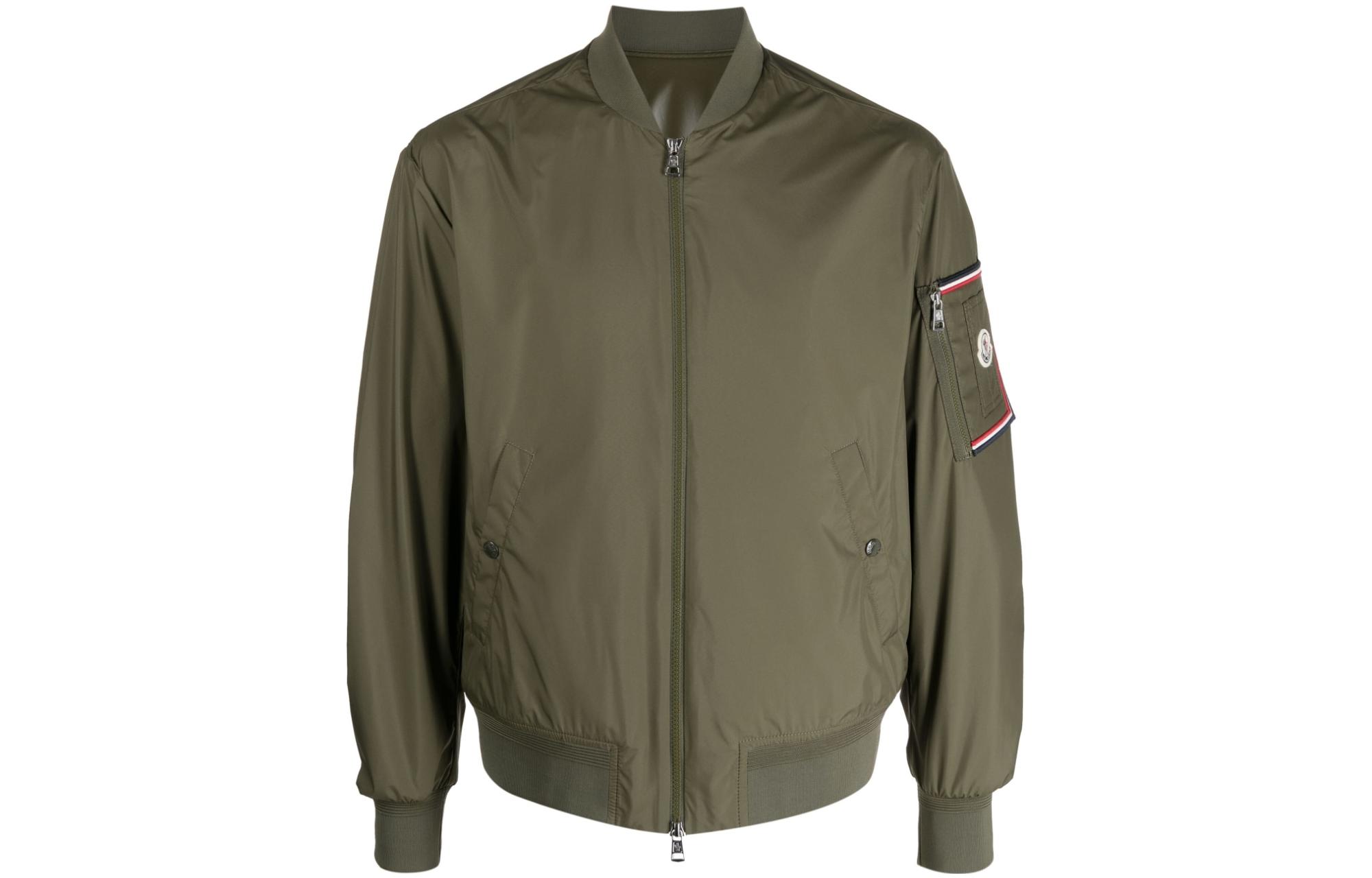 Moncler Green Logo Print Zip-Up Flight Jacket I10911A0015654A81