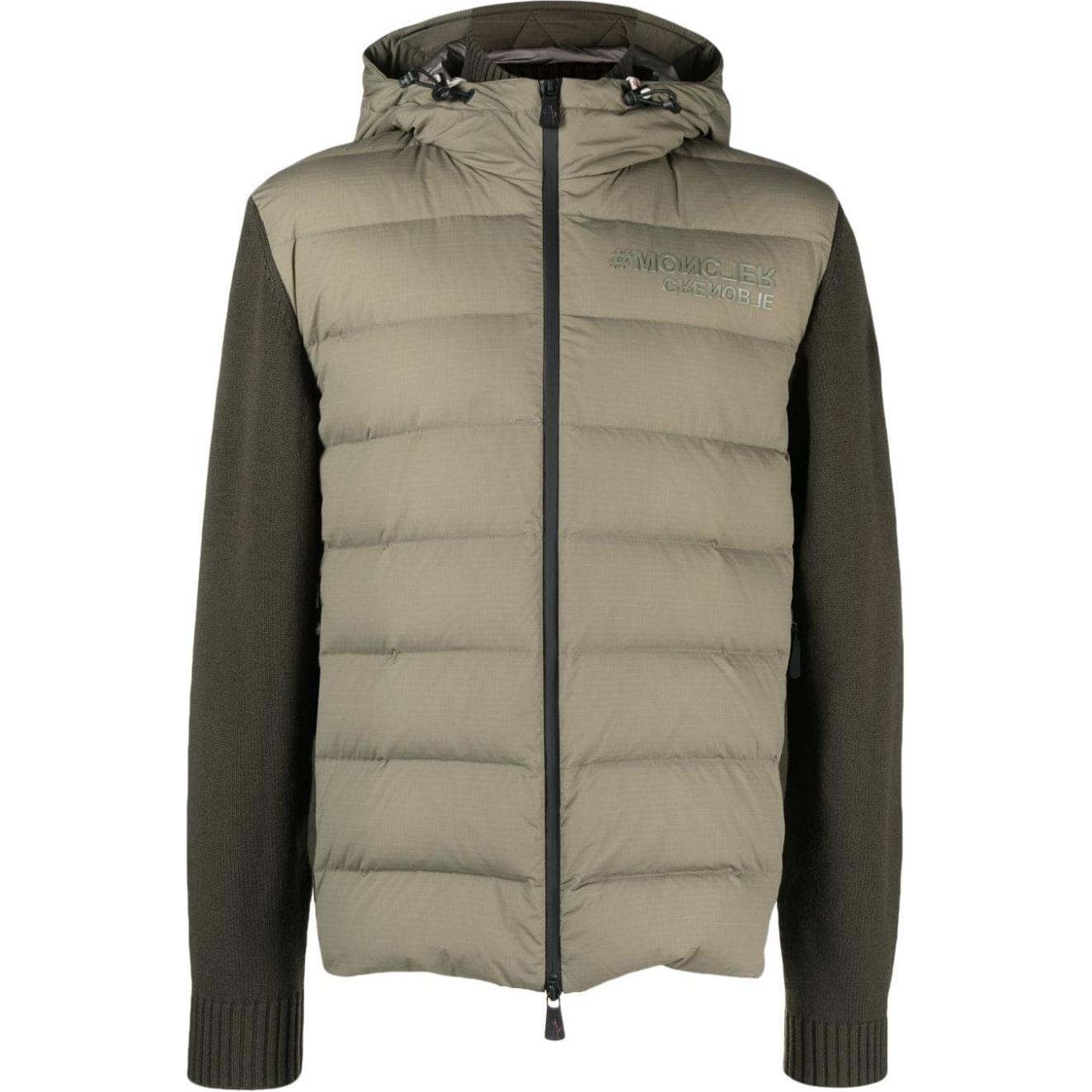 Moncler Green Puffer Jacket with Logo, Hood, and Zip Closure I20919B00003M1122886