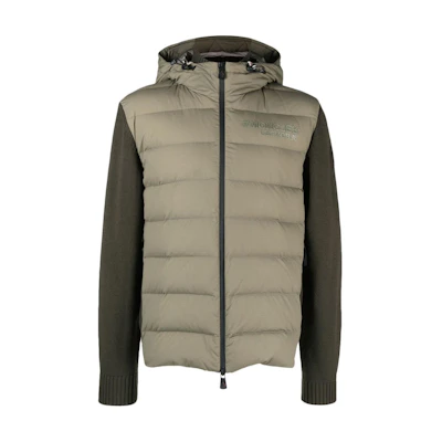 Moncler Green Puffer Jacket with Logo, Hood, and Zip Closure I20919B00003M1122886