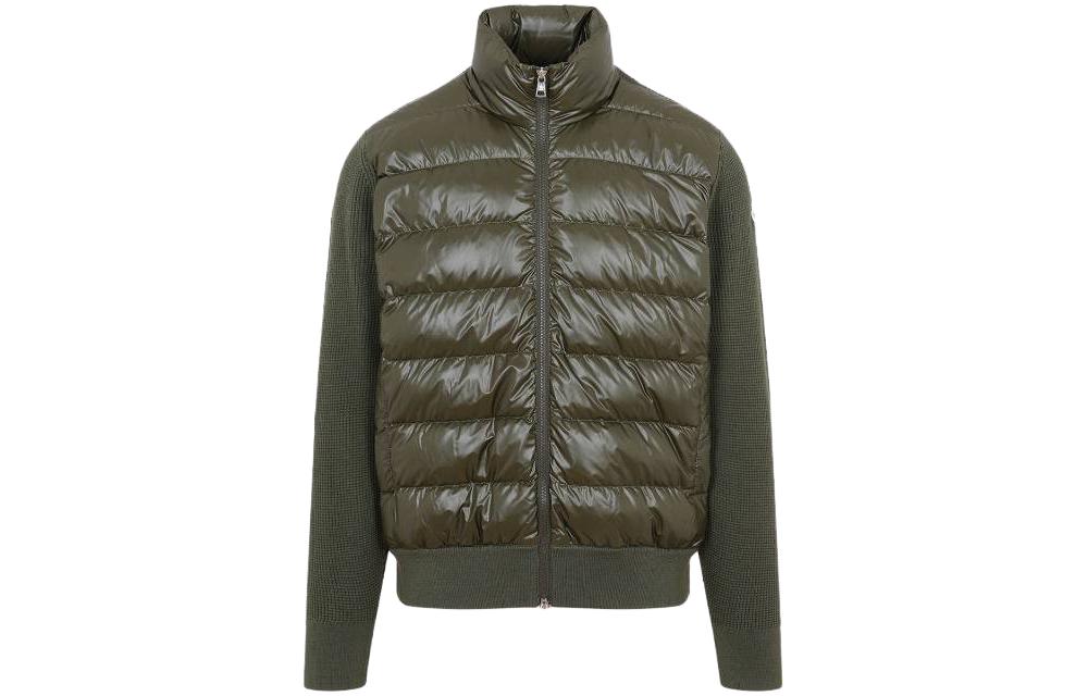 Moncler Green Puffer Jacket with Zipper and Stand Collar 9B00011M1131828