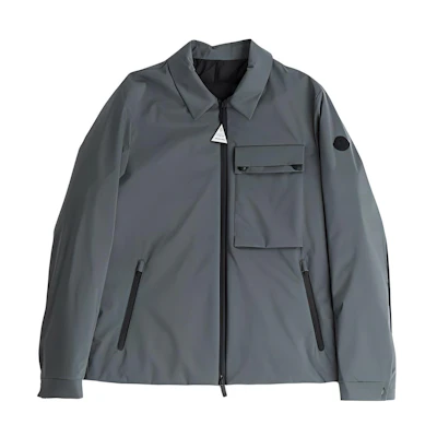 Moncler Green Zip-Up Loose-Fit Jacket with Solid Color and Turn-Down Collar 1A0004559754877