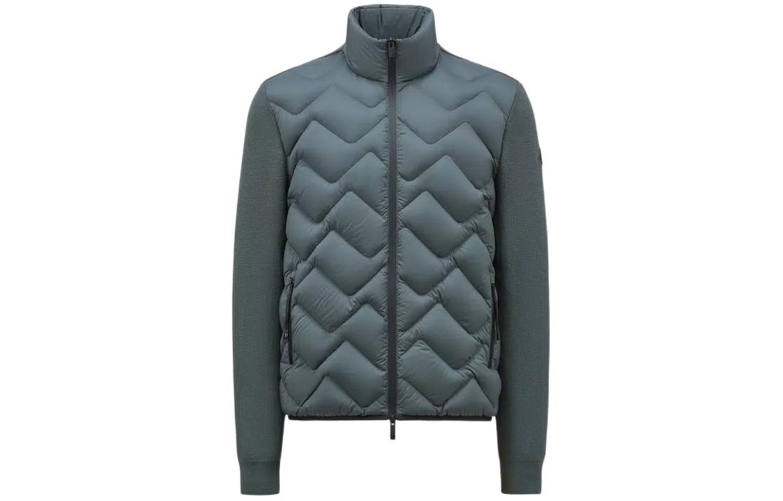 Moncler Green Zip-Up Puffer Jacket with Stand Collar Long Sleeve J10919B00002M1259877