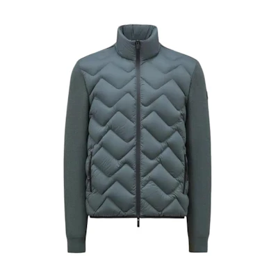 Moncler Green Zip-Up Puffer Jacket with Stand Collar Long Sleeve J10919B00002M1259877
