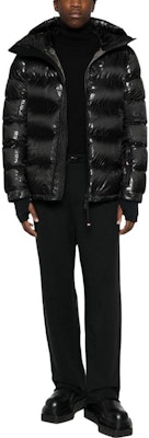 Moncler Grenoble Black Down Jacket with Hood and Logo Print. I20971A000535971Z Lookbook Moncler Grenoble Black Down Jacket with Hood and Logo Print. I20971A000535971Z