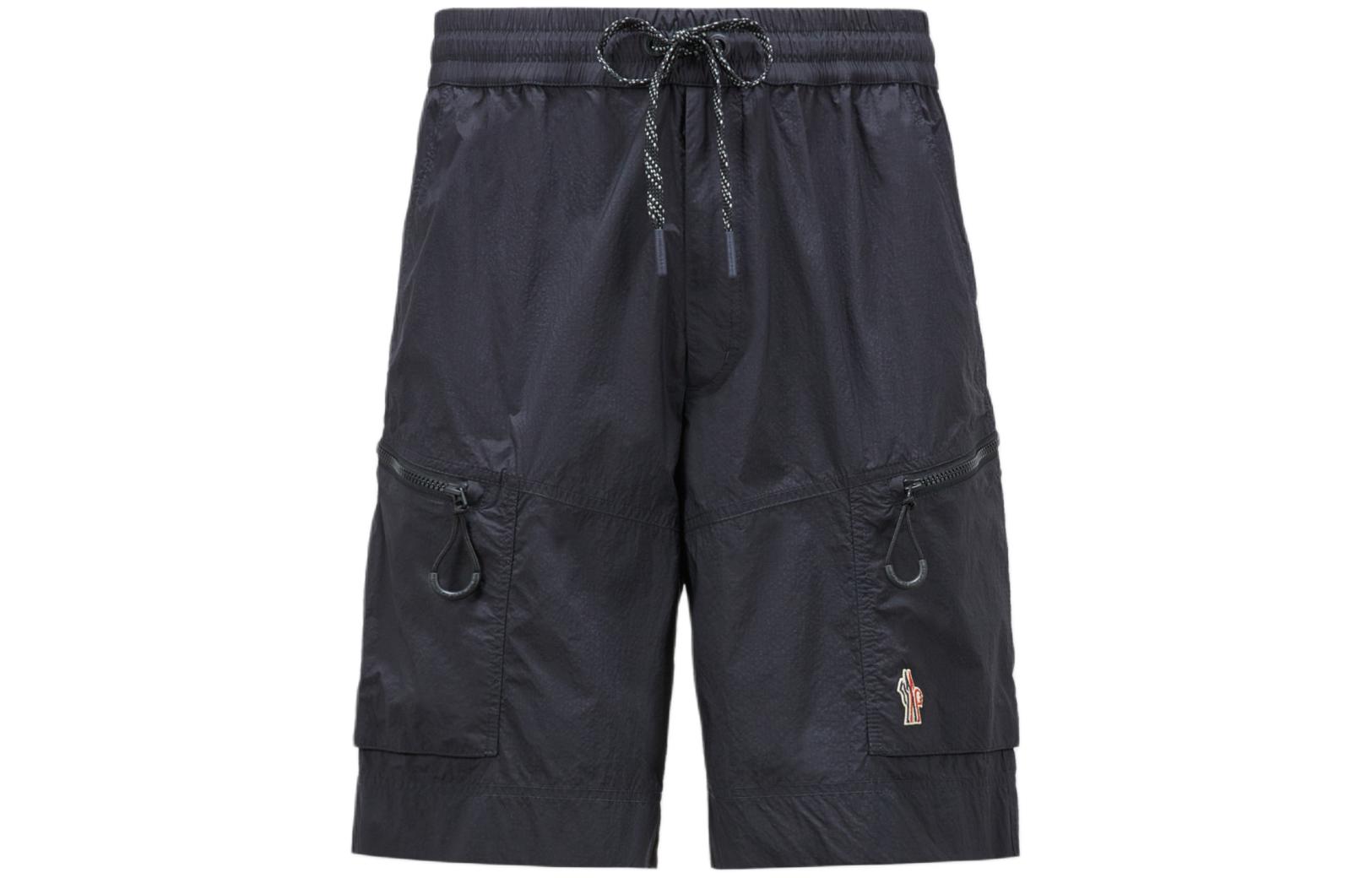 Moncler Grenoble  Black Mid-Rise Casual Shorts with Drawstring and Pockets J10972B0000353A59999