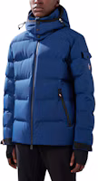 Shop Moncler Grenoble Blue Loose-Fit Puffer Jacket with Logo Hoodie. I20971A0004453066751
