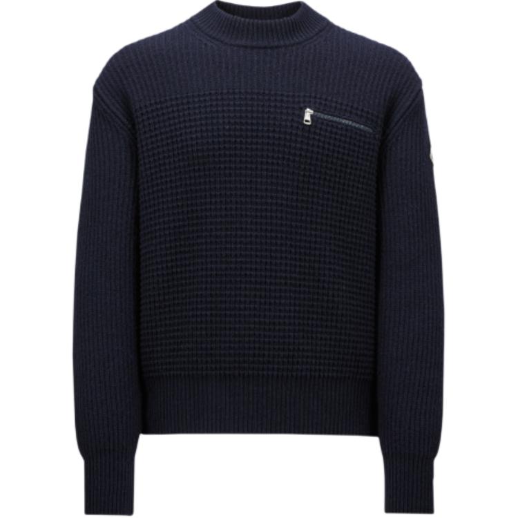 Moncler Grenoble  Blue Plaid Crewneck Wool-Blend Sweater. J20919C00007M4281745