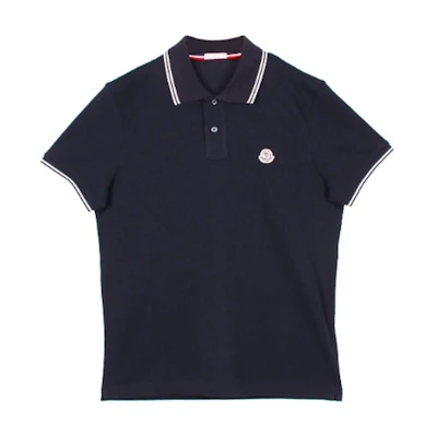 Moncler Grenoble Cotton Soft Collar Short Sleeve Polo Shirt Navy Blue 83043 99 84556 773