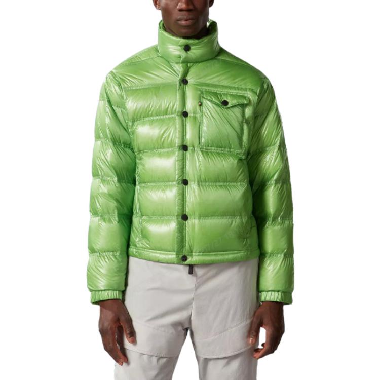 Shop Moncler Grenoble Jaket Hijau Single-Breasted dengan Kolar Tegak. I20971A00007539YL86R