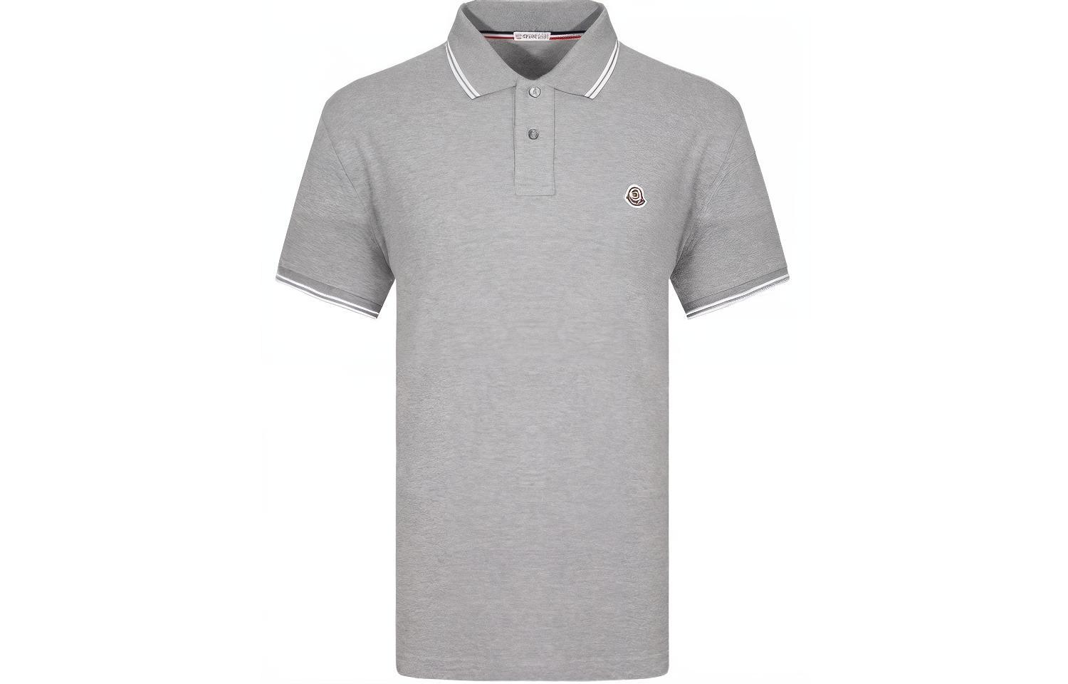 Moncler Grenoble  Grey Striped Polo Shirt with Logo Design. E1091830439984556984