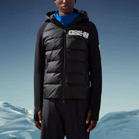 Shop Moncler Grenoble Logo Print Puffer Jacket Black H20978G00031809HT999