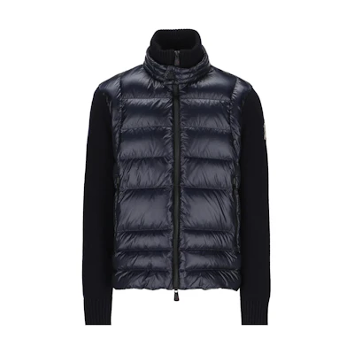 Moncler Grenoble Navy Blue Zip-Up Down Jacket with Stand Collar. 9B00005M1122-771