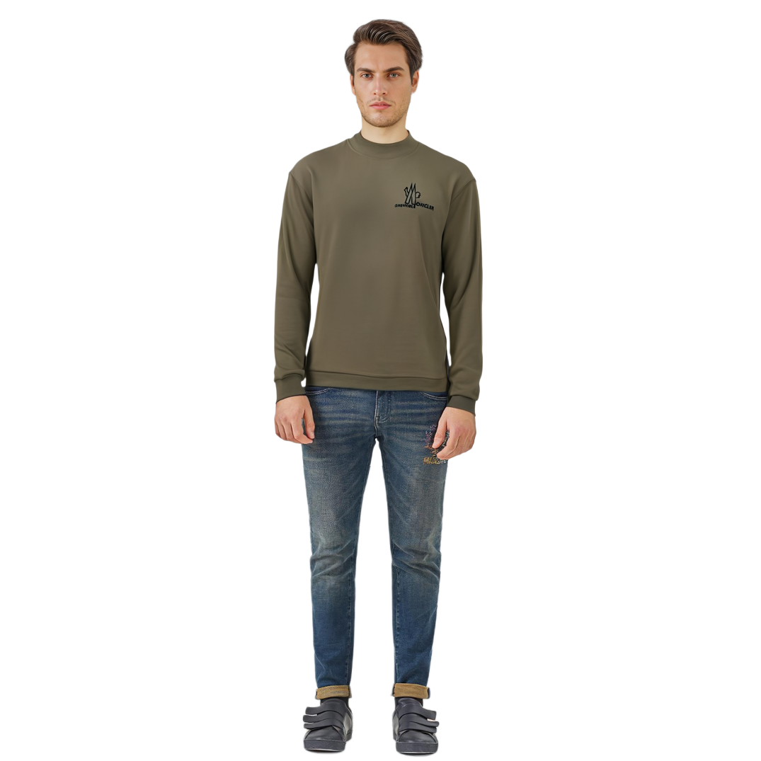 Details for Moncler Grenoble  Solid Crewneck Long Sleeve T-Shirt Dark Green. I20978D0000183927830
