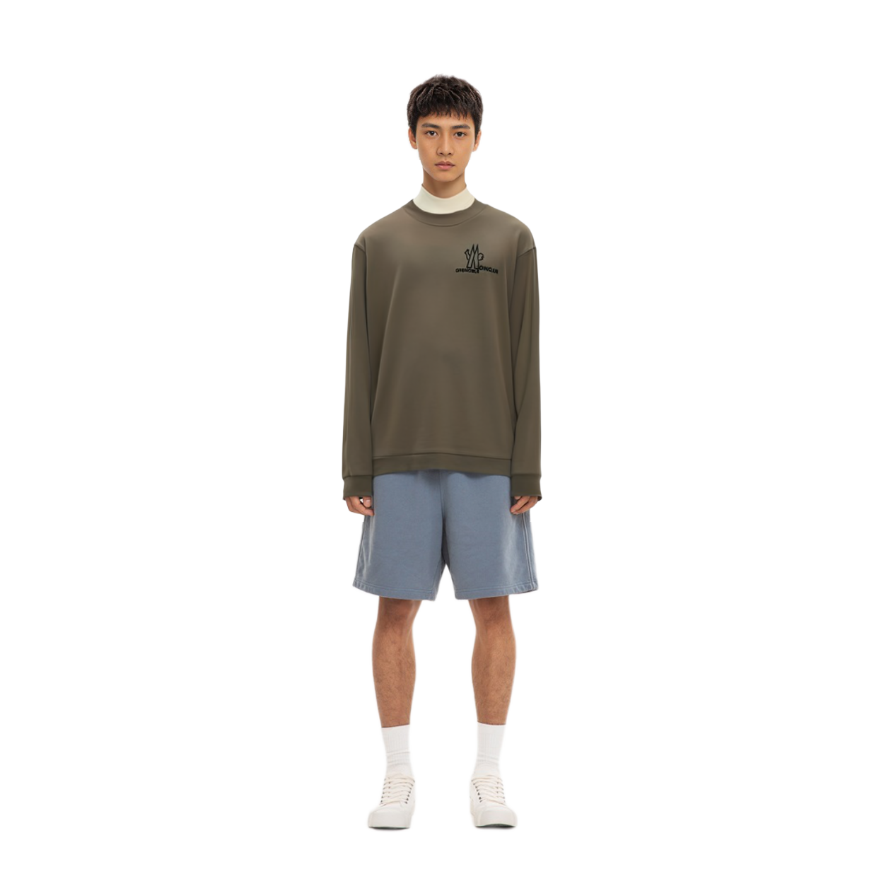 Sizing Moncler Grenoble  Solid Crewneck Long Sleeve T-Shirt Dark Green. I20978D0000183927830