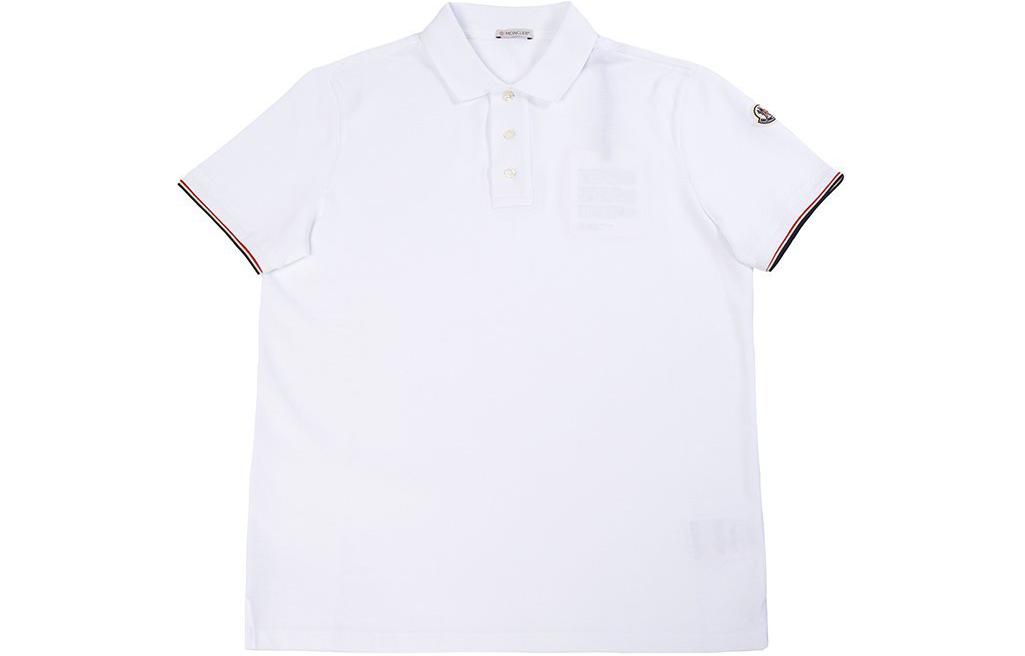Moncler Grenoble  White Cotton Polo Collar Pullover Short Sleeve T-Shirt. 0918A7340084556001