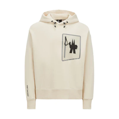 Moncler Grenoble White Hoodie with Logo Print and Drop Shoulder Design J20978G00009899RB034