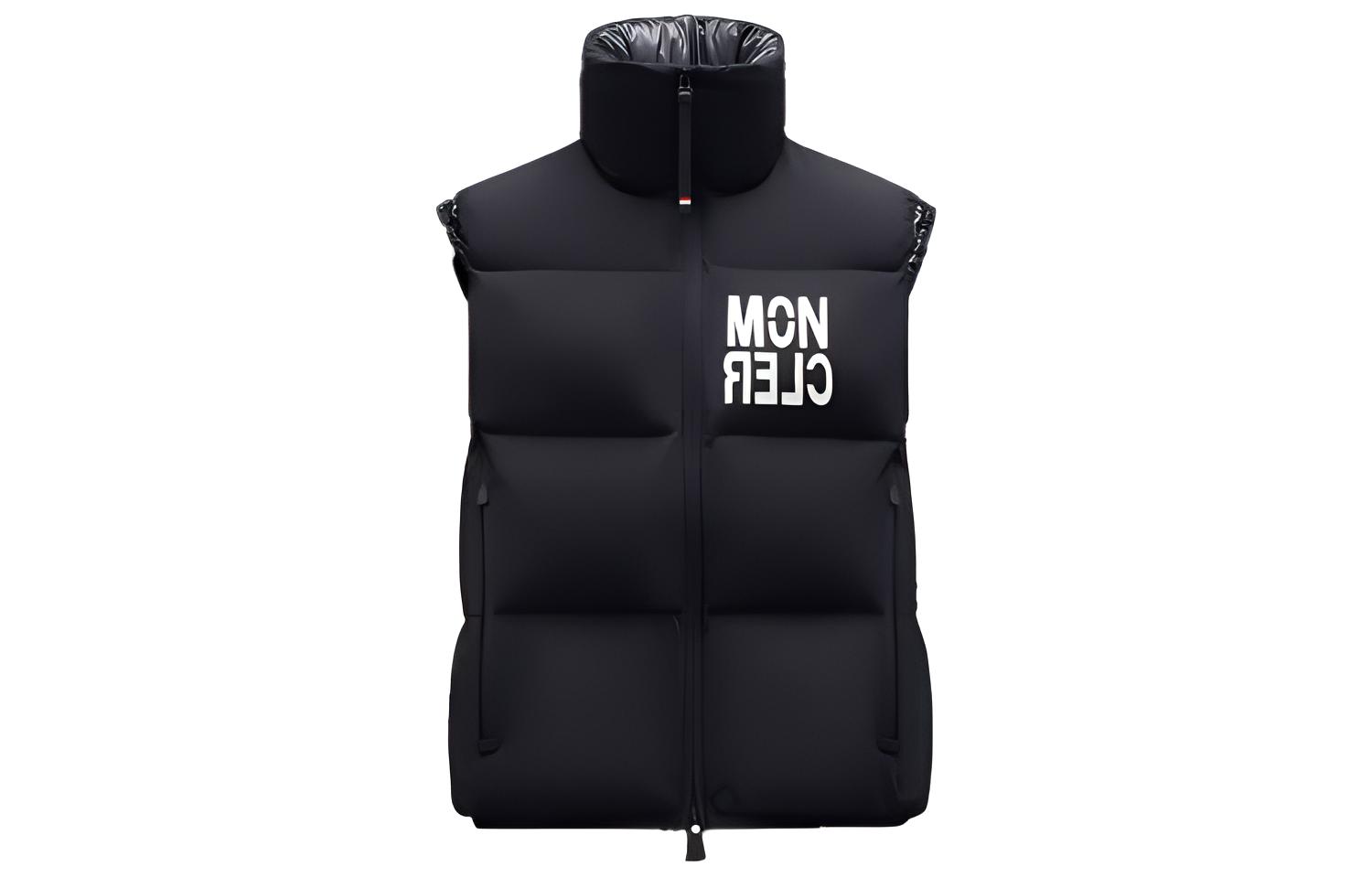 Moncler Grenoble FW21 Nantaux Black Down Logo Print Ski Vest. G20971A000105399D999