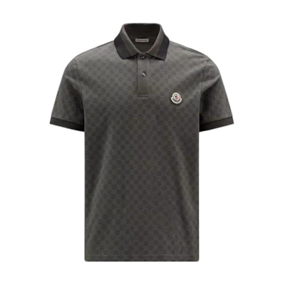 Moncler Grenoble FW22 Olive Green Logo Print Half Button Polo Shirt. H20918A00008899TY828