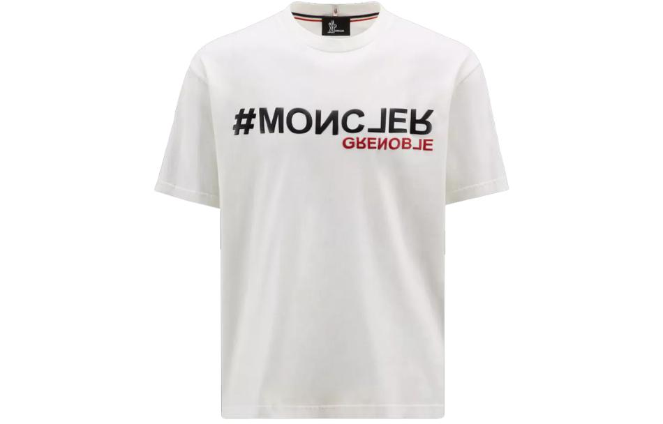 Moncler Grenoble FW22 Logo Print White Casual Short Sleeve T-Shirt Men H20978C000058390T034