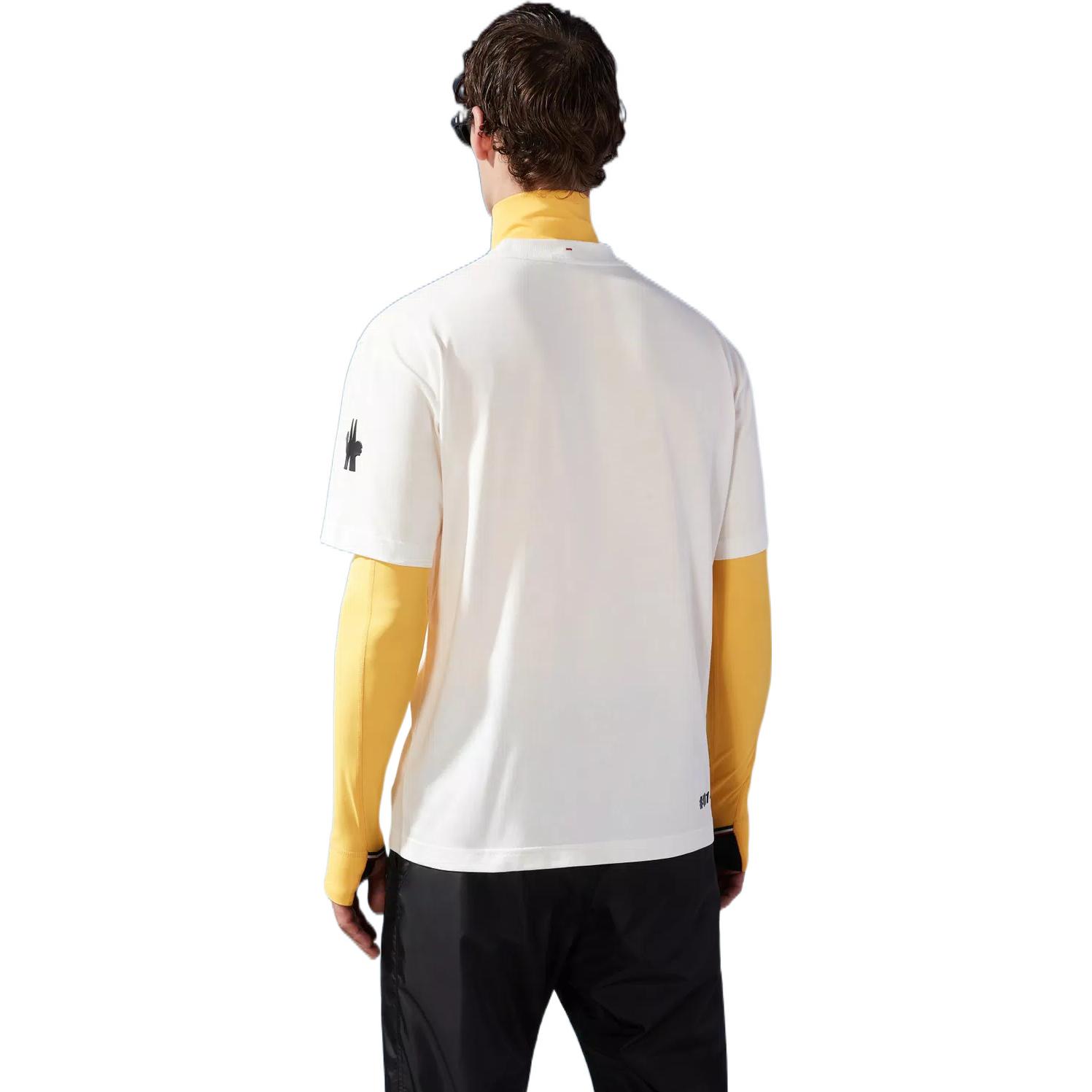 Shop Moncler Grenoble FW22 Kaos Putih Logo Pria Lengan Pendek Kasual. H20978C000058390T034