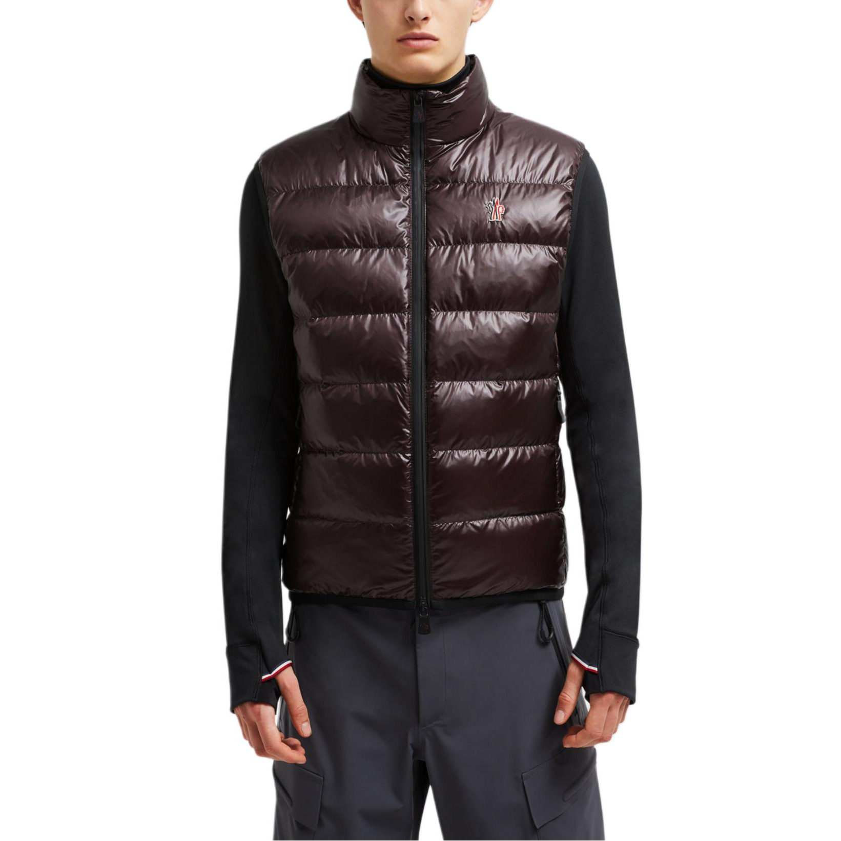 Shop Moncler Grenoble FW24 無袖羽絨背心深棕色 - 保暖透氣。 J20978G00011829H748E