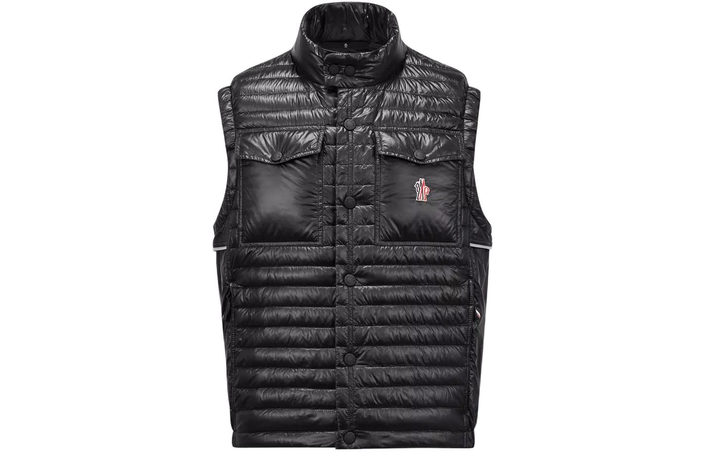 Moncler Grenoble FW24 OLLON Glossy Logo Print Sleeveless Vest Black Mens. J10971A00014539YL999
