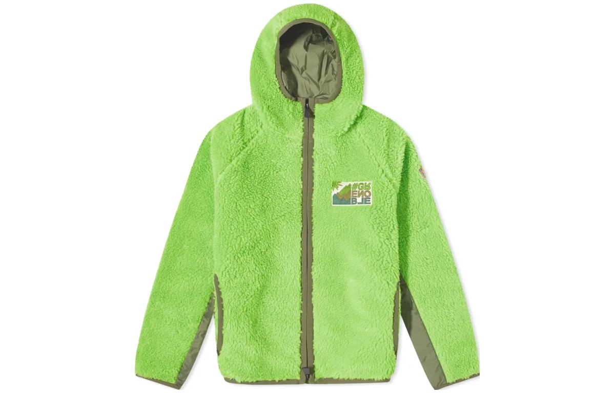 Moncler Grenoble Green Solid Zip-Up Hooded Jacket 8G0001089A0L8B7 圖 2
