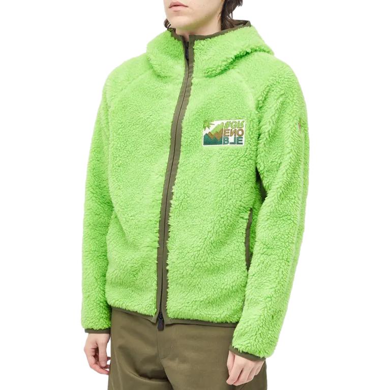 Moncler Grenoble Green Solid Zip-Up Hooded Jacket 8G0001089A0L8B7 圖 5