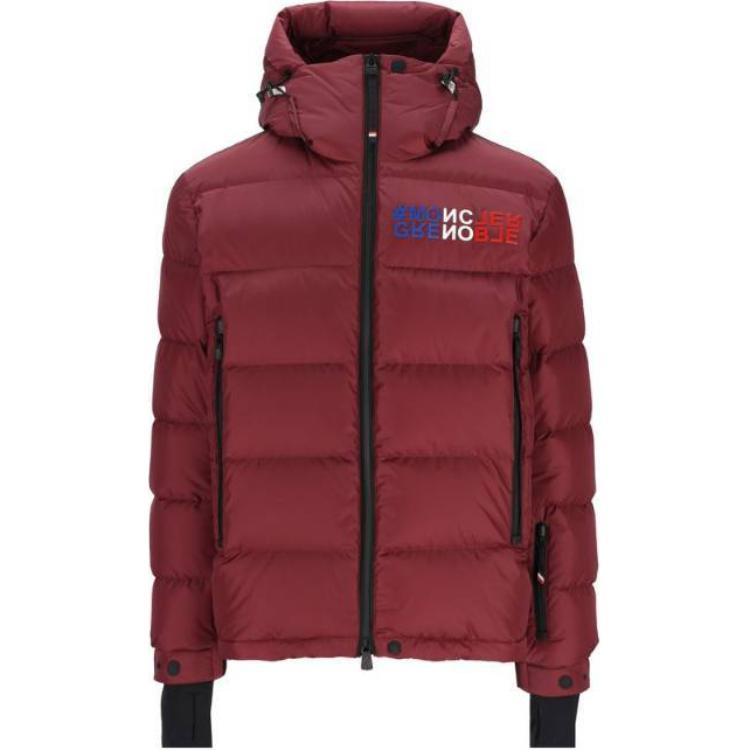 Moncler Grenoble Isorno Logo Print Red Zip Hoodie Jacket . M1A000155399E468