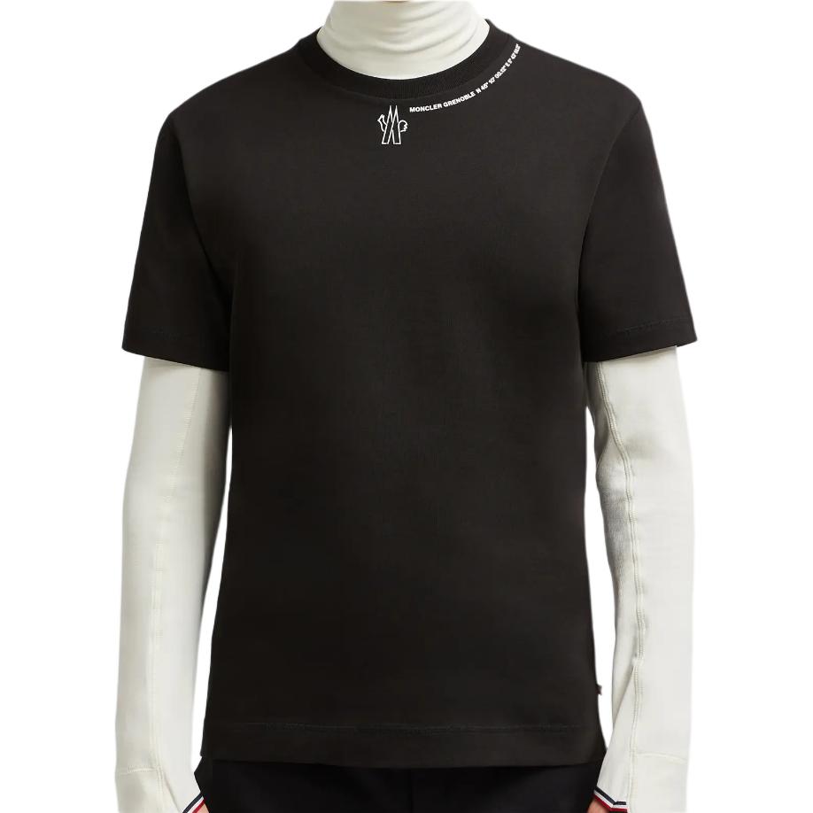 Lookbook モンクレール グルノーブル ロゴプリント クルーネック Tシャツ メンズ ブラック J20978C0000283927999