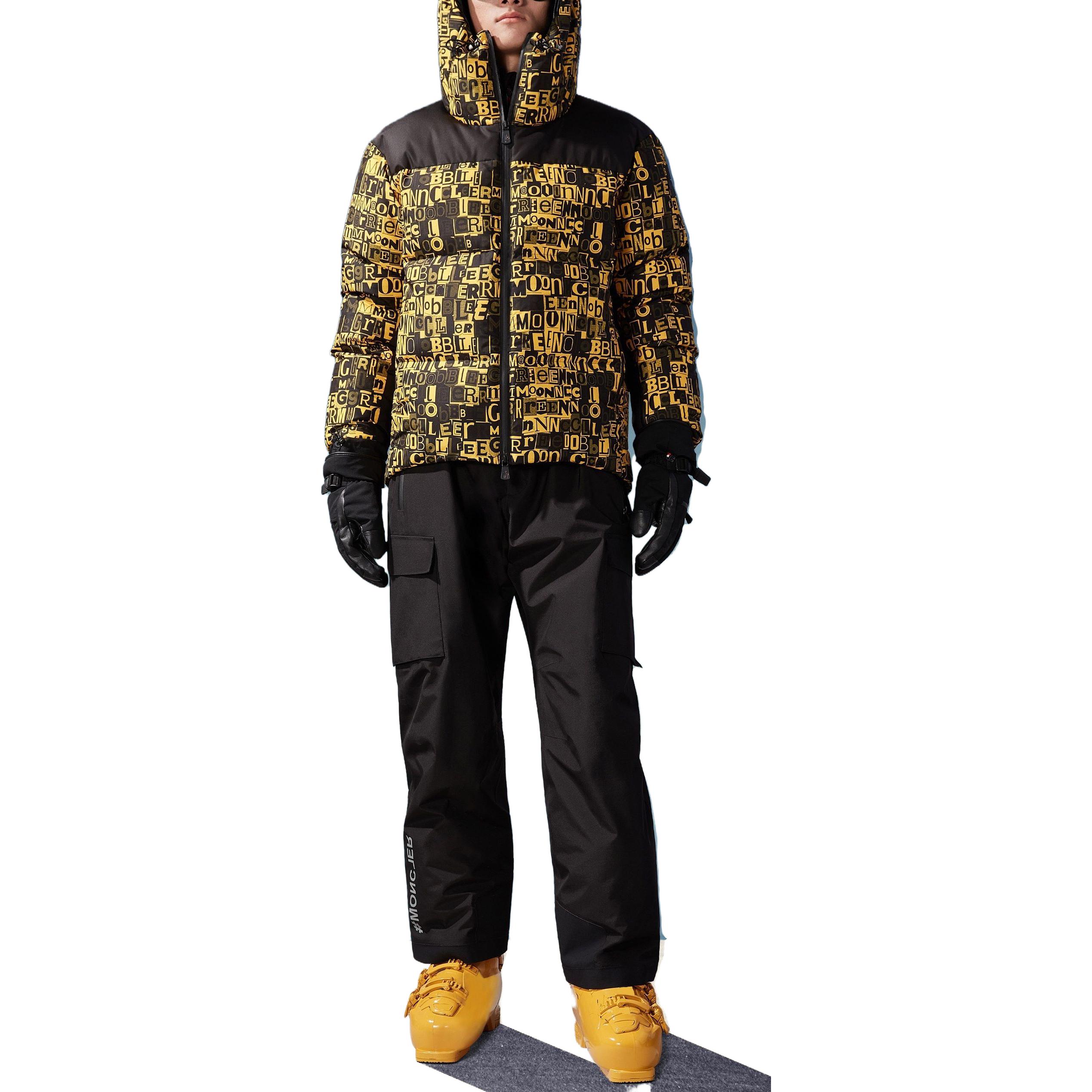 Shop Moncler Grenoble Mazod Yellow  Ski Jacket with Logo Print 1A00068596CCF19