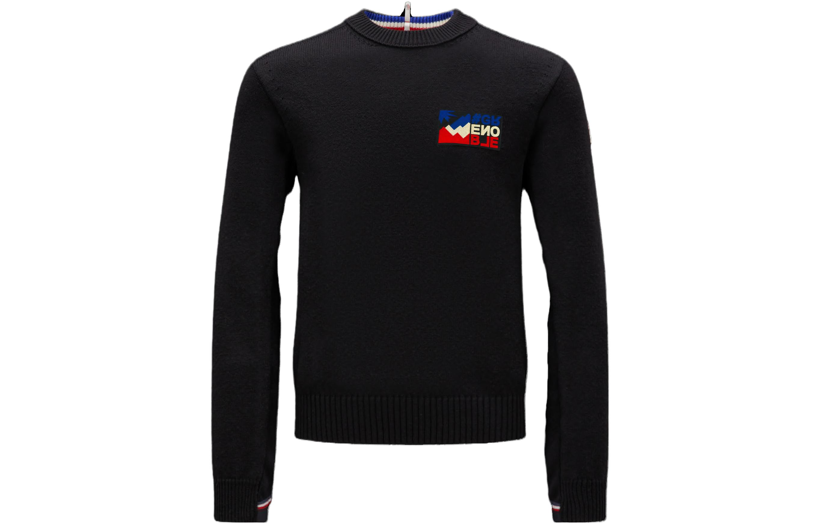 Moncler Grenoble Mountain Logo Wool Sweater Black  Pullover Crewneck. I20979C00004M1122999