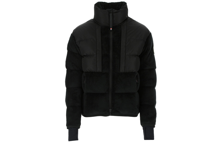 Moncler Grenoble Nylon Panel Stand Collar Shearling Jacket Black 8G50700809EG999