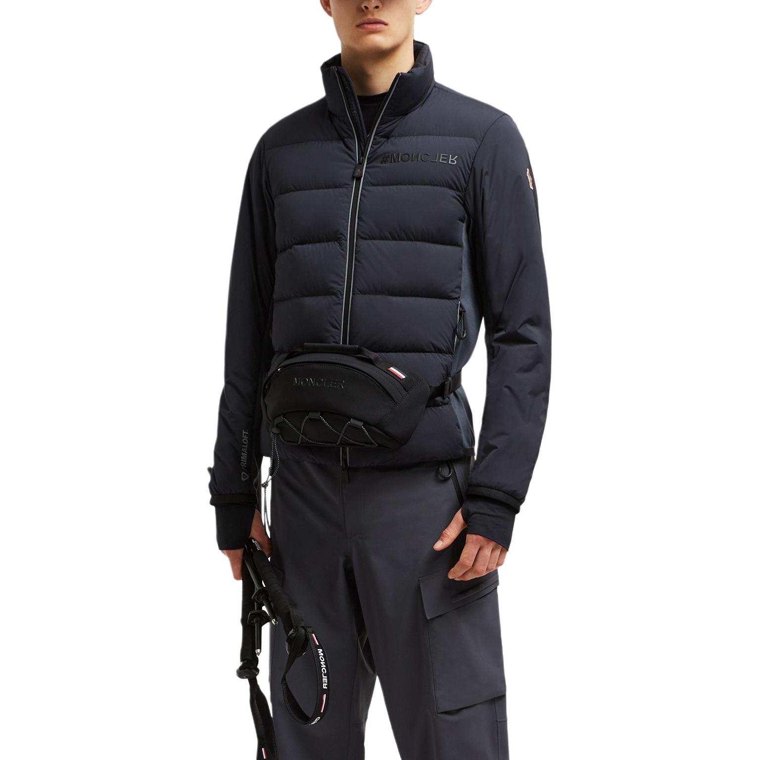 Shop 몽클레르 그르노블 숏 지퍼 패딩 재킷 미드나잇 블루 유니섹스. J20971G00002595FK945