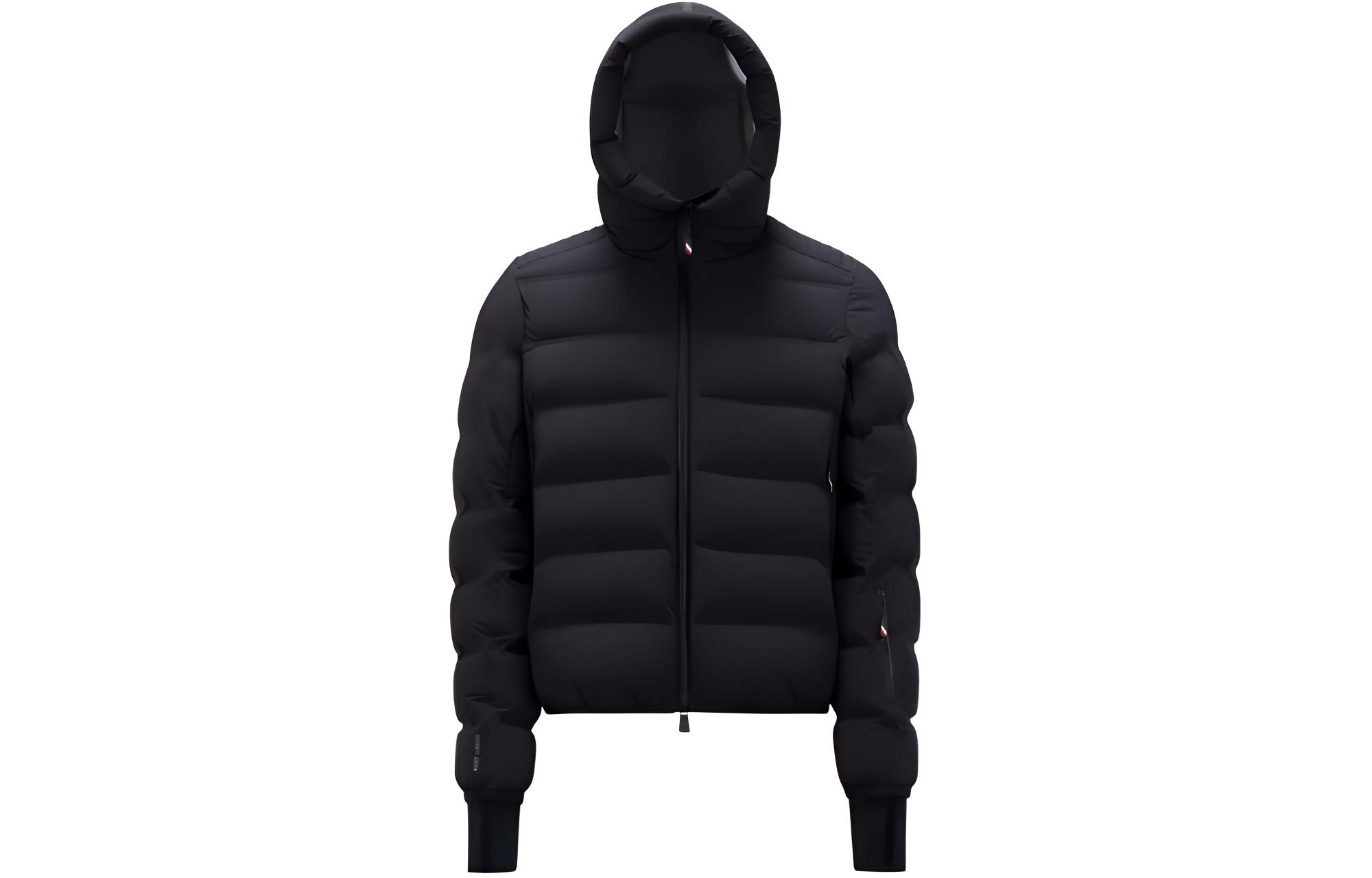 Moncler Grenoble Solid Hoodie Zip Fitted Jacket Black I20971A000425399D999