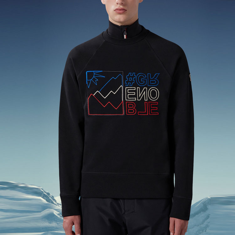 Moncler Grenoble SS23 Pre-Fall  Black Sweatshirt with Reverse Logo & Mountain Design. I20978G0002080451999 圖 3