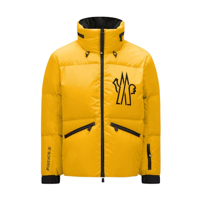 Moncler Grenoble Verdons Yellow Logo Print Zip-Up Down Jacket for Men I20971A000235399E127