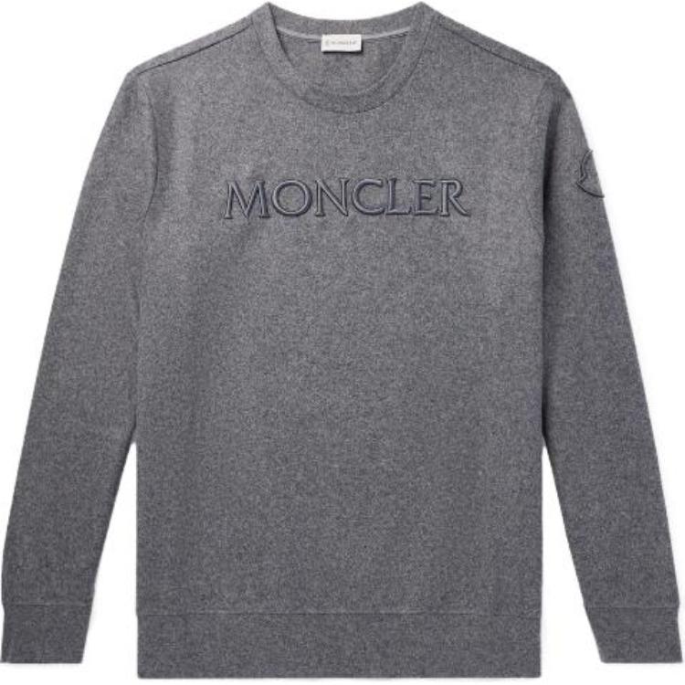 Moncler Grey Crewneck Sweatshirt with Letter Print Long Sleeves 8G0003089A7F987
