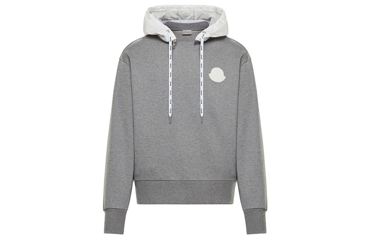 Moncler Grey Nylon Ribbed Long-Sleeve Hoodie with Detachable Hood 10163292708864029