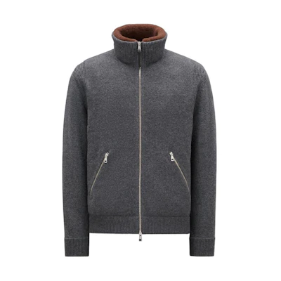 Moncler Grey Slim Fit Zip-Up Stand Collar Jacket I20919B00019M1115988