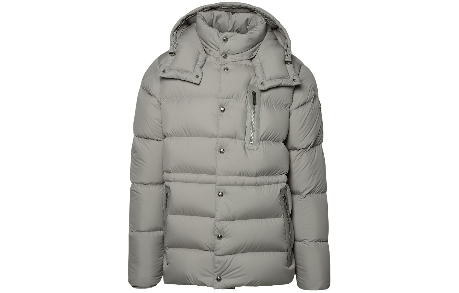 Moncler Grey Solid Color Hooded Fitted Long-Sleeve Jacket I20911A00168549SK268