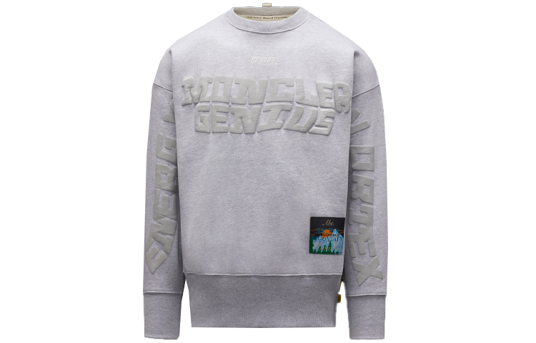 Moncler Grey Unisex Casual Crewneck Sweatshirt with Letter Print G209X0G00052M1955001