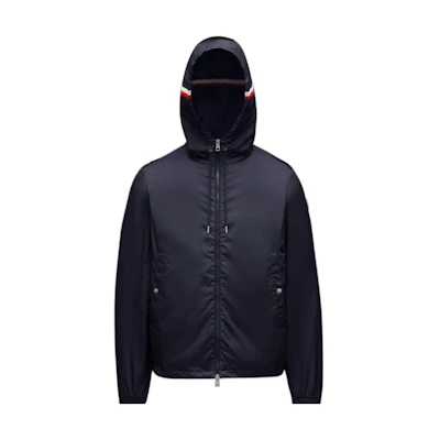 Moncler Grimpeurs Blue Hoodie Zip-Up Jacket with Logo Patch. H10911A0007754155743