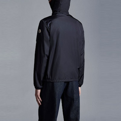 Moncler Grimpeurs Blue Hoodie Zip-Up Jacket with Logo Patch. H10911A0007754155743 Shop Moncler Grimpeurs Blue Hoodie Zip-Up Jacket with Logo Patch. H10911A0007754155743