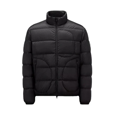 Moncler Heze Black Short Down Jacket with Logo Patch and Stand Collar. I20911A00016596VN999