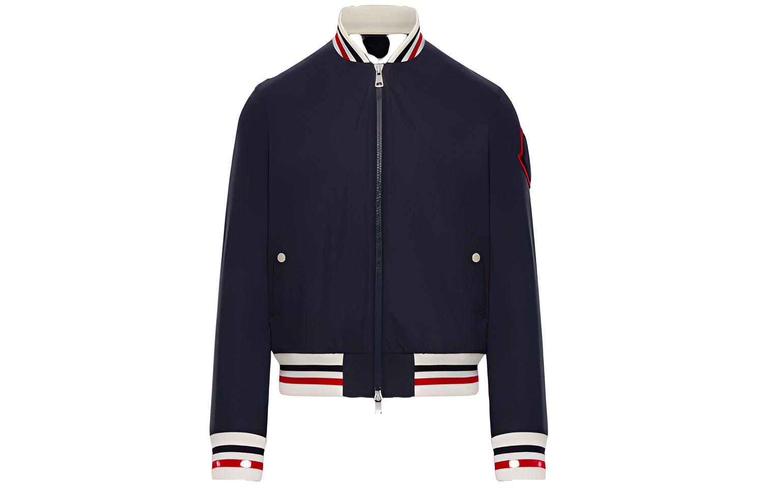 Moncler Huchet Ribbed Collar Polyester Bomber Jacket Black - 0911A7280054A9174S